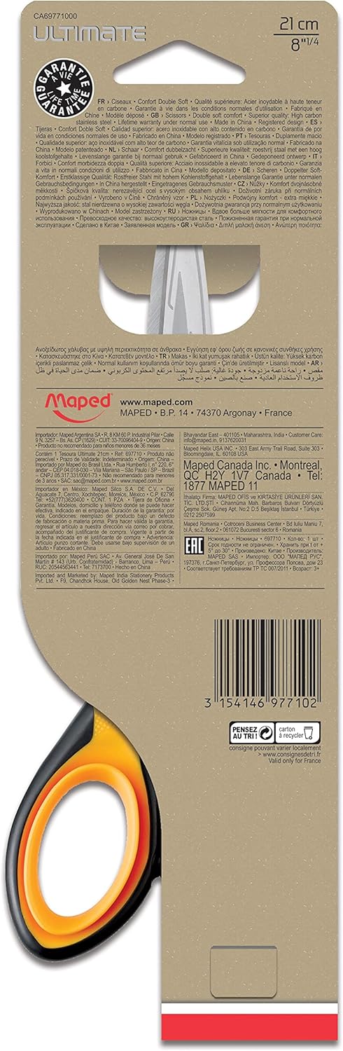 Maped Ultimate Precision Scissors 8.25 Inches, Black/Orange - Image 2