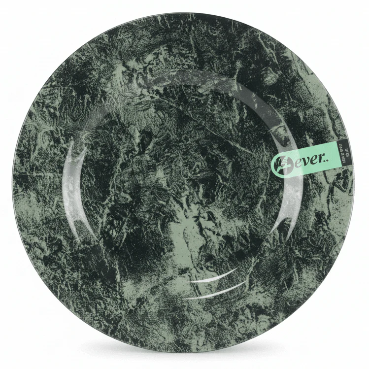 4Ever Melamine Brown with Cream Crackle Pattern Round Melamine Dinner Plate Durable Dining Plate for Everyday and Commercial Use – 10 Inch