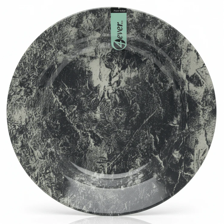 4Ever Melamine Large Brown Cream Crackle Soup Plate Spacious Deep Plate for Hearty Meals – 10 Inch
