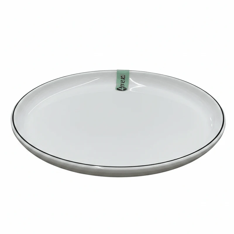4Ever White Melamine Dessert Plate with Black Rim — 10.75 Inch