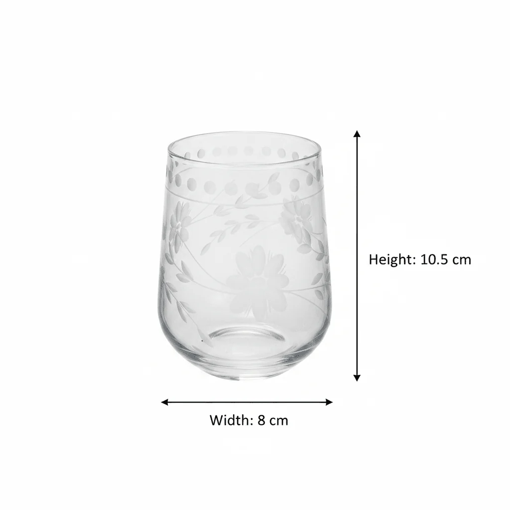 6PCS Clear Etched Floral Glass Tumbler Set – 10.5×8 cm - Image 3