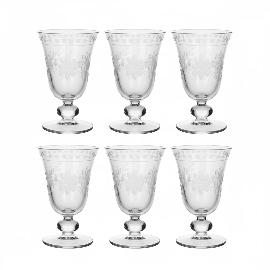 6PCS Etched Crystal Goblet Set – 12.5 × 8 cm - Image 2