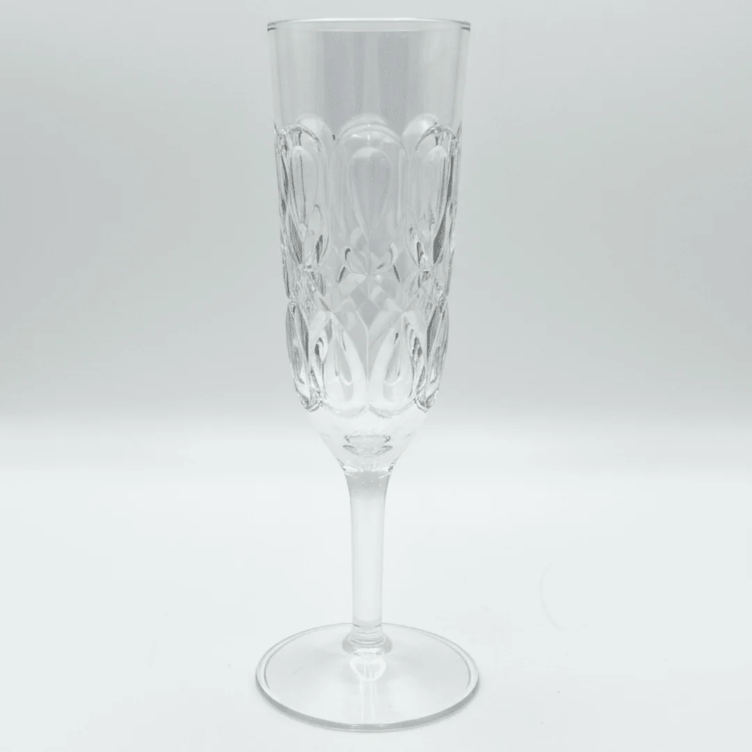 Crystal-Cut Acrylic Champagne Flute | 250ml | Footed Stem Glass