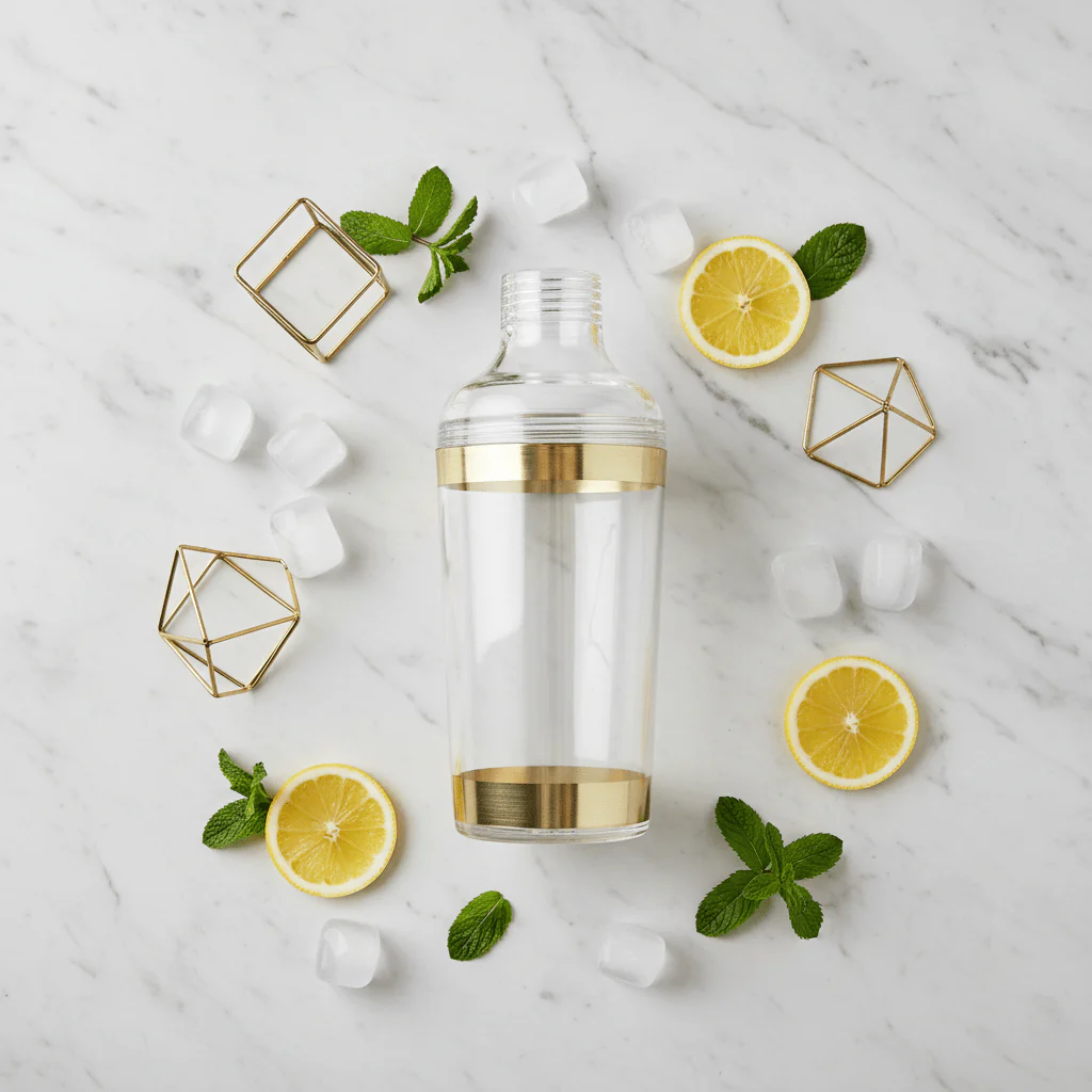 Acrylic Cocktail Shaker with Gold Accent — 600ml - Image 2