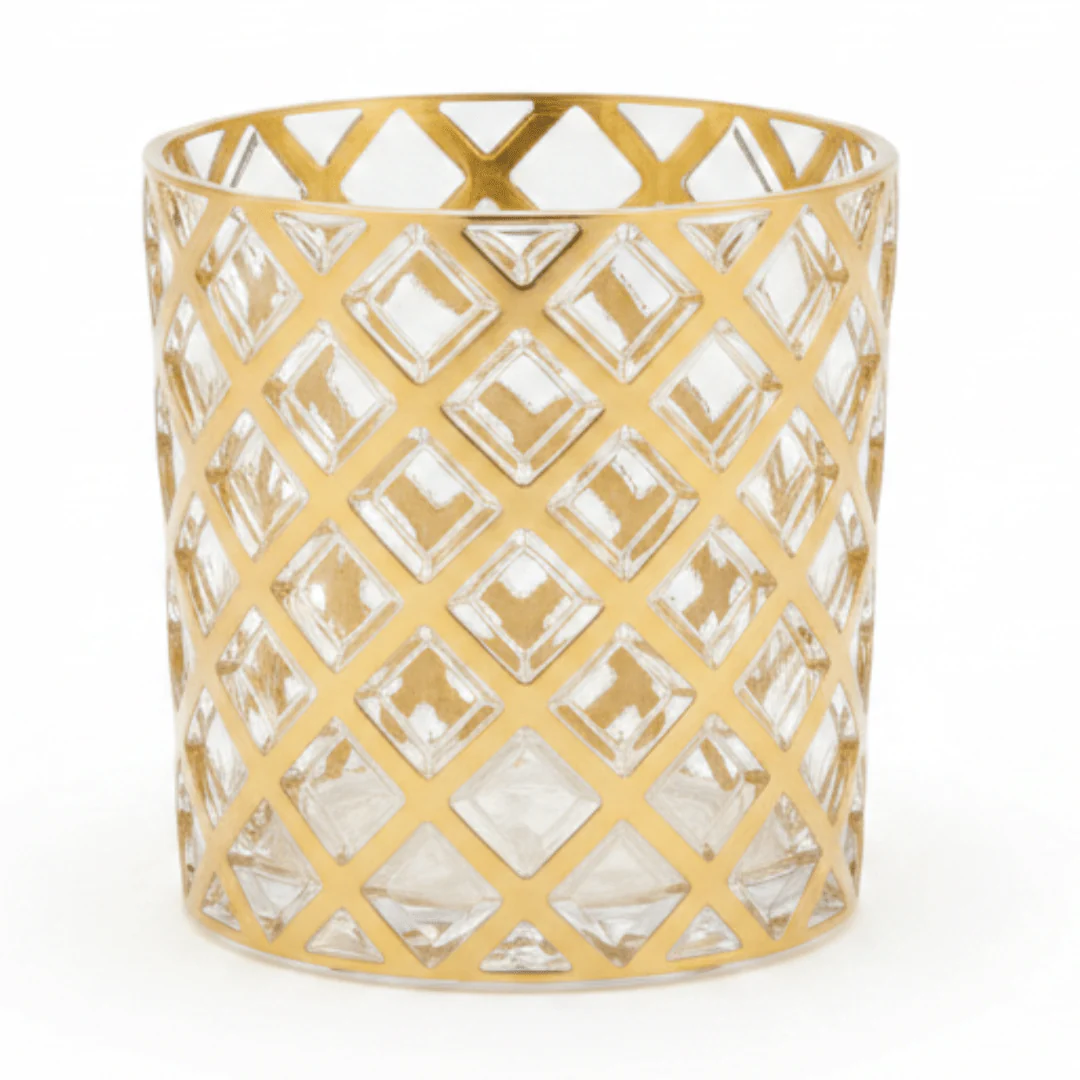 Acrylic Tumbler with Golden Diamond Lattice Design | 200ml