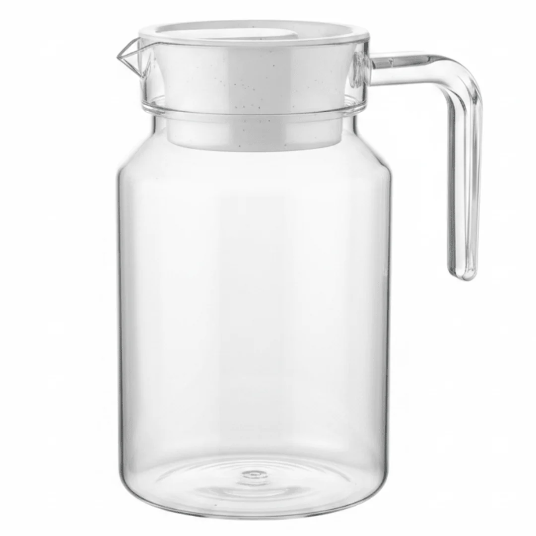 Acrylic Water Jug with White Lid – 16cm | Crystal Clear | BPA-Free