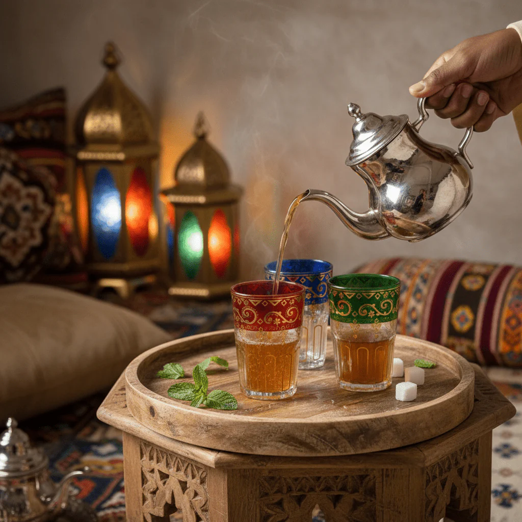 AFCO Moroccan Tea Glasses Set of 3 β 170ml | Red, Blue & Green with Gold Arabesque Design - Image 2