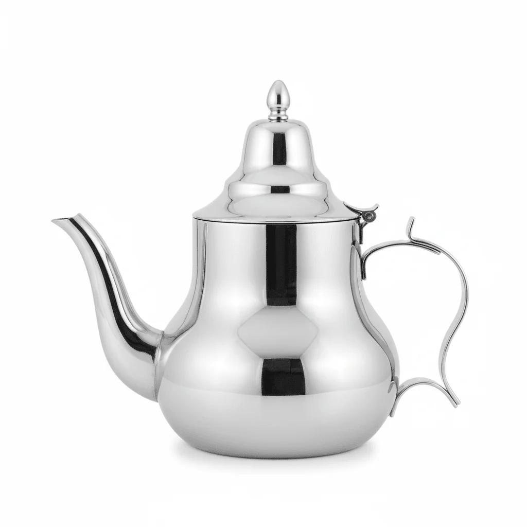 Afco Moroccan Stainless Steel Tea Pot 2L | Mirror-Polished Silver | Large Capacity Arabic Tea Pot