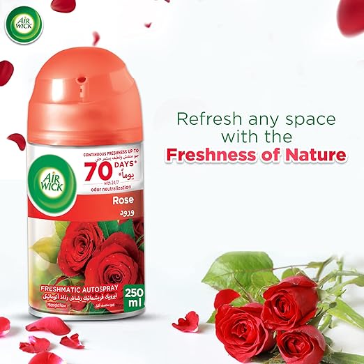 Air Wick Freshmatic Autospray Refill, Rose Fragrance, Eliminates Bad Odour like Cat Litter Smell, 250 ml (Pack of 3) - Image 2