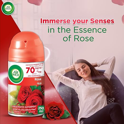 Air Wick Freshmatic Autospray Refill, Rose Fragrance, Eliminates Bad Odour like Cat Litter Smell, 250 ml (Pack of 3) - Image 4