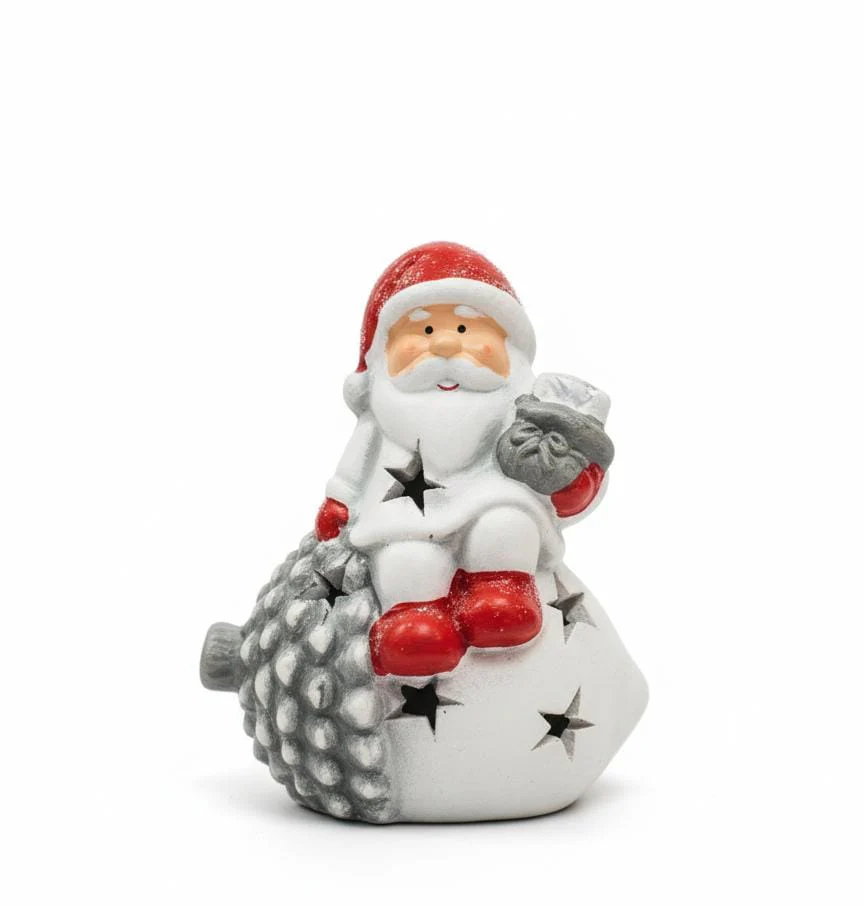 AKDC 12cm Santa Figurine with LED Light – Illuminated Christmas Décor Piece for Home, Table & Holiday Display - Image 2