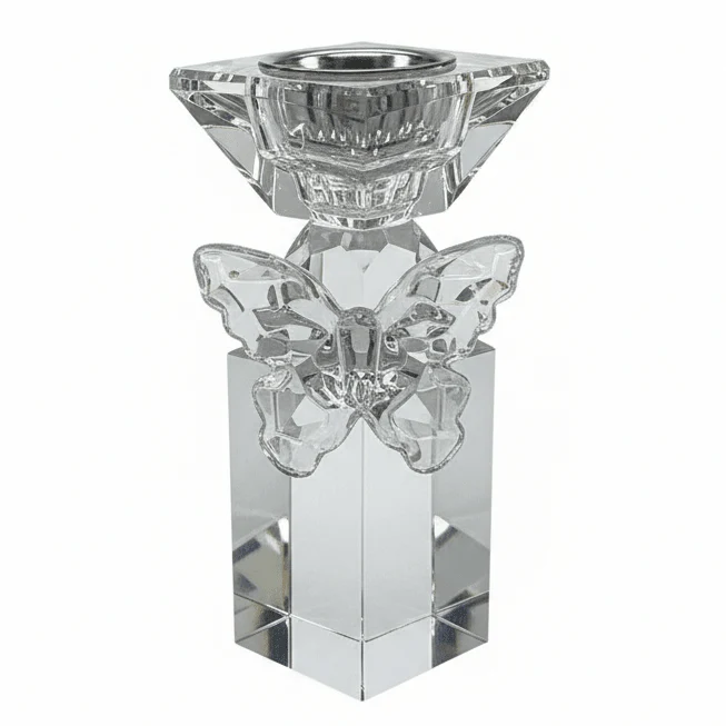 AKDC 15cm Elegant Butterfly Glass Incense Burner for Relaxation, Meditation, and Decorative Display