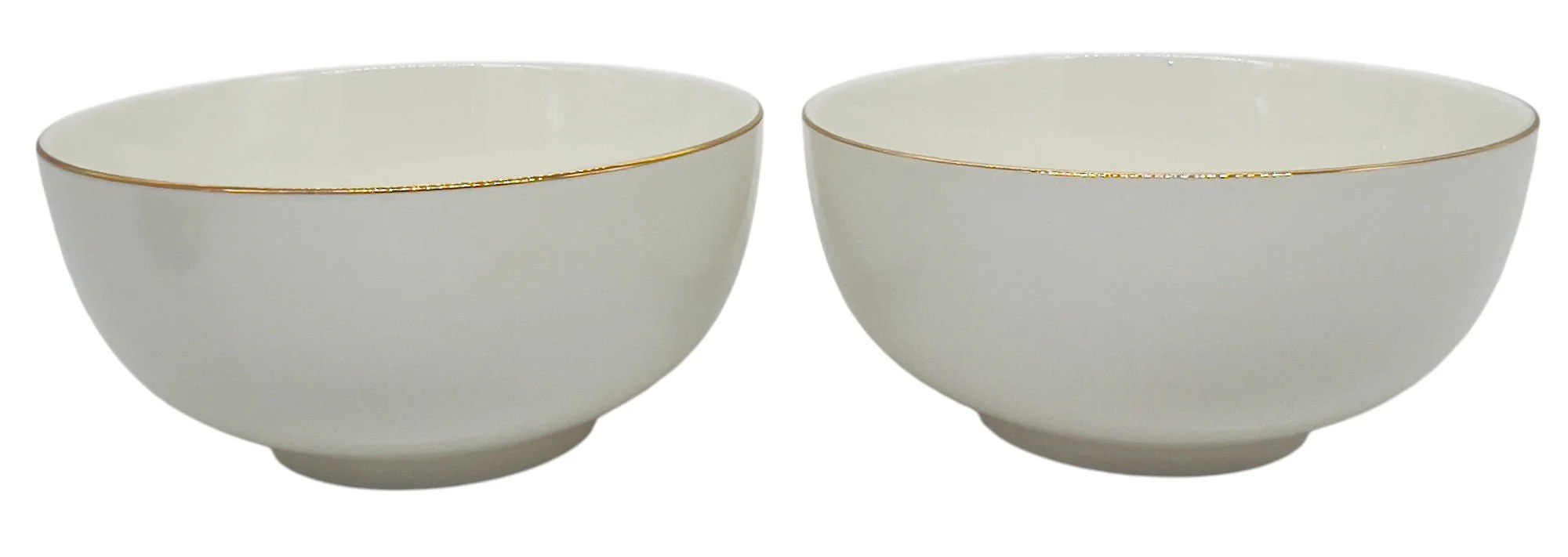 AKDC 2pc Porcelain  Soup Bowl 6", White and Gold Rim