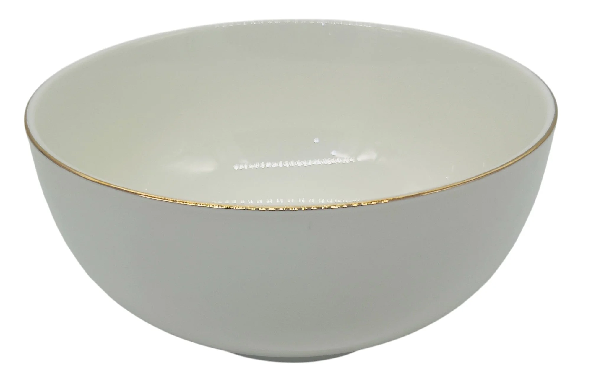 AKDC 2pc Porcelain  Soup Bowl 6", White and Gold Rim - Image 4