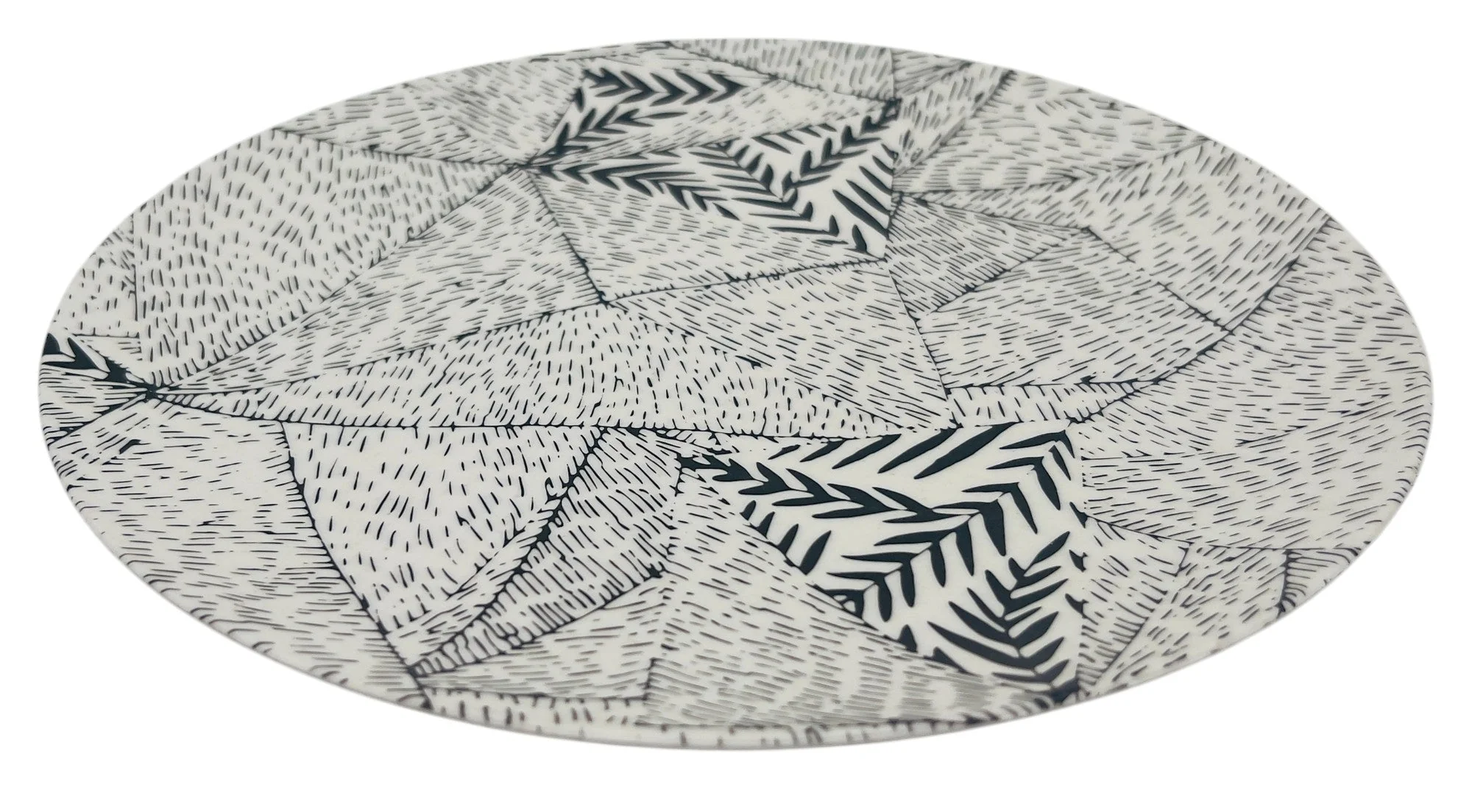 AKDC 2pcs Round Bamboo Fibre Plate 24.5cm, Black/White - Image 2