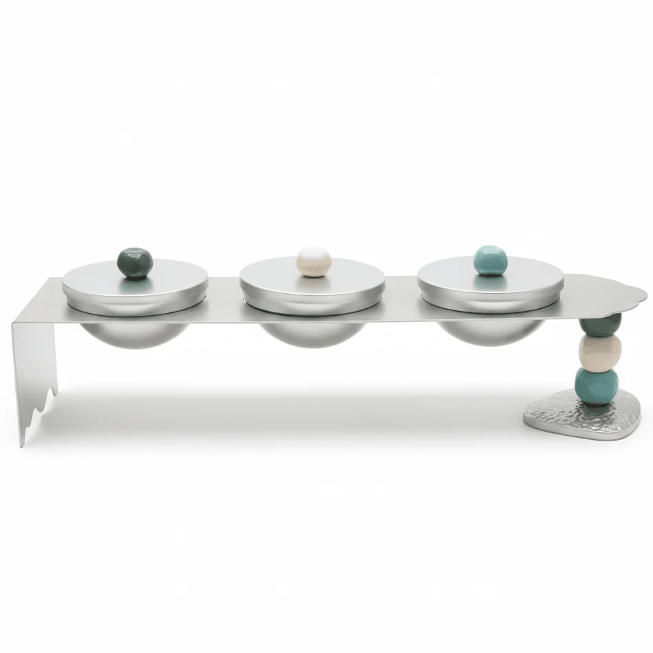 AKDC 3-Section Rectangular Candy Tray with Holder – Large Multi-Compartment Serving Tray for Parties Gatherings & Events – 45x12 cm