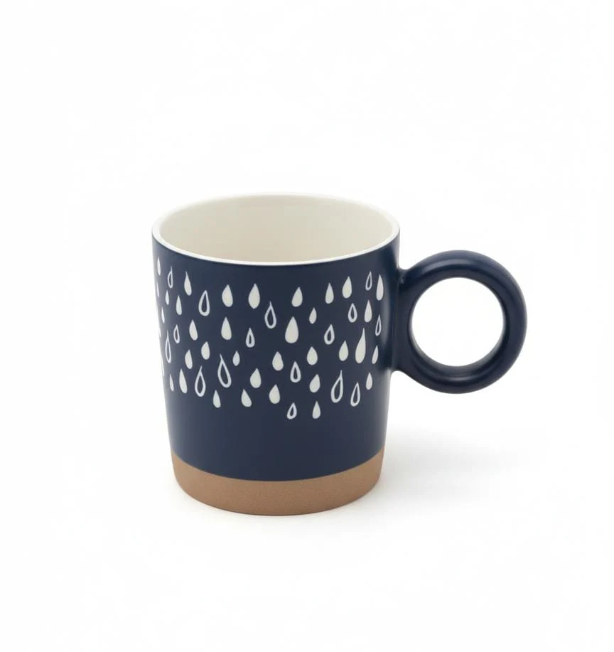 AKDC 400ml Blue Ceramic Mug with White & Brown Unique Pattern – Trendy Design Mug for Daily Use and Décor - Image 2
