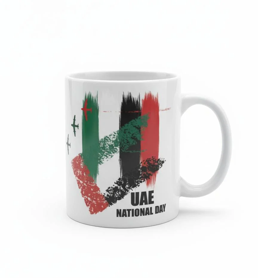 AKDC 400ml White Ceramic Mug with Exclusive UAE Heritage Design – A Patriotic Touch for Your Coffee Moments - Image 2