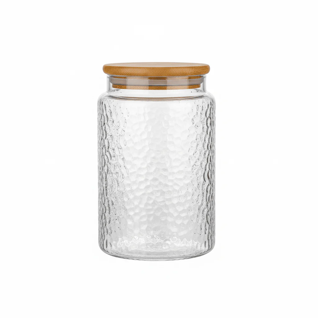 AKDC 800ml Glass Storage Jar with Natural Bamboo Lid Airtight Kitchen Organizer