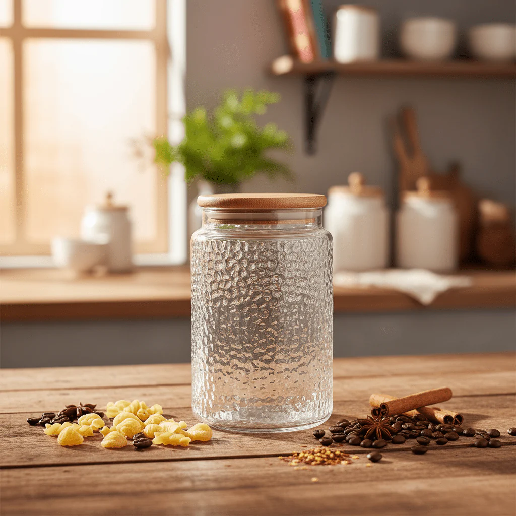 AKDC 800ml Glass Storage Jar with Natural Bamboo Lid Airtight Kitchen Organizer - Image 2