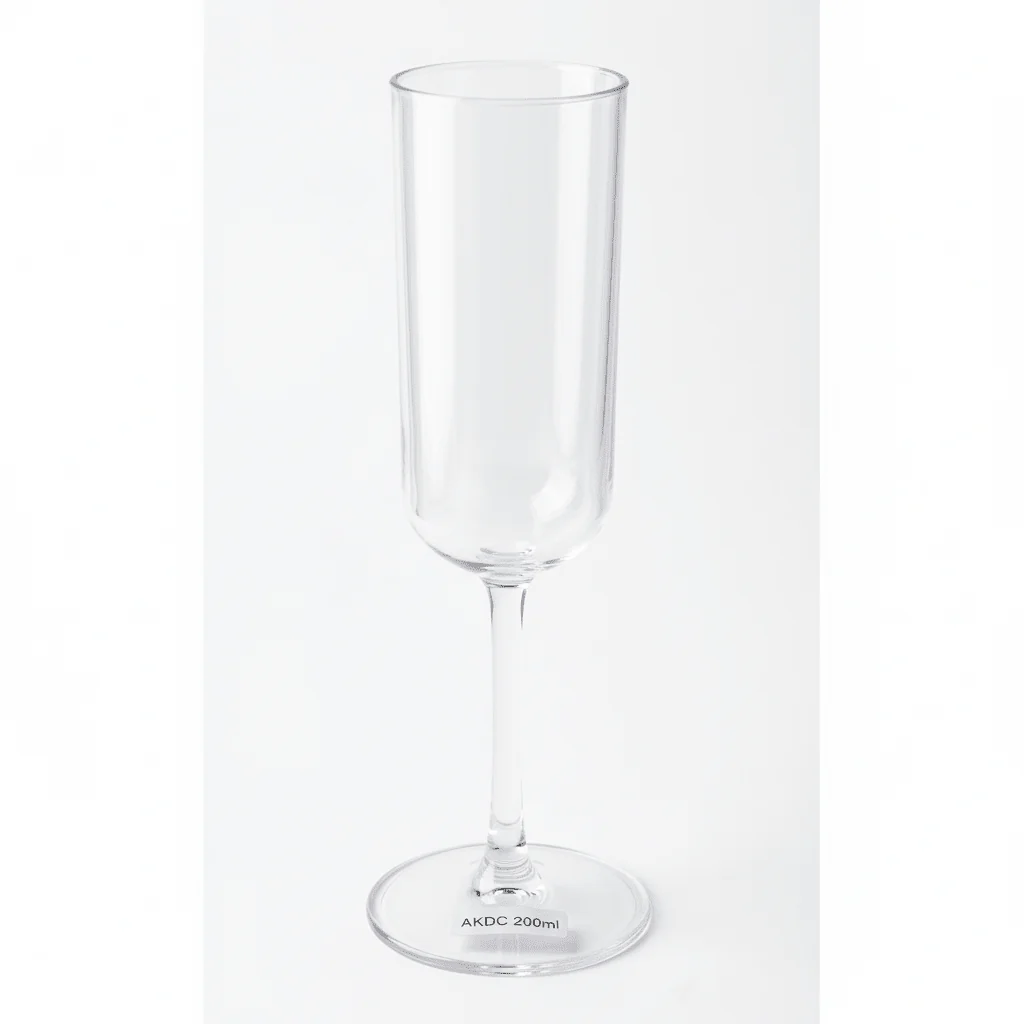 AKDC Premium Clear Acrylic Wide Flute Stem Glass | 200ml | Tall Cylindrical Bowl | Shatter-Resistant Elegant Stemware for Champagne & Cocktails