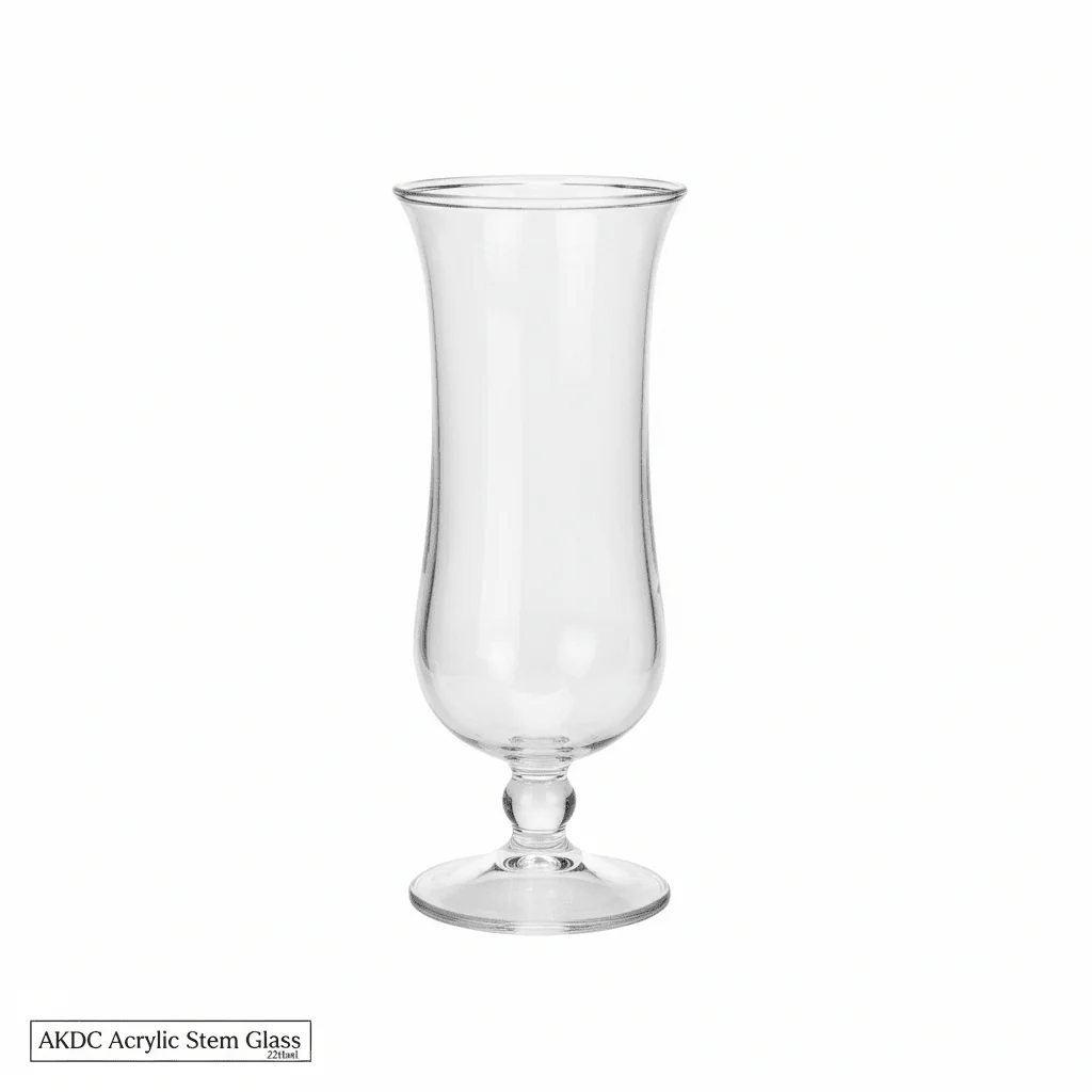 AKDC Acrylic Stem Glass 220ml — Elegant Hurricane Design | BPA-Free | Shatter-Resistant
