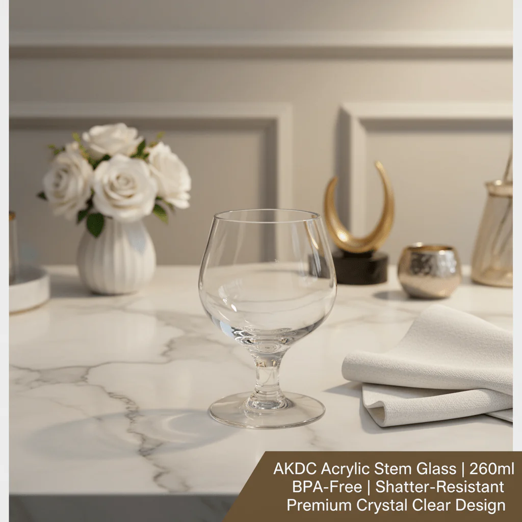 AKDC Acrylic Stem Glass 260ml — Balloon Snifter Design | BPA-Free | Shatter-Resistant | Crystal Clear - Image 2