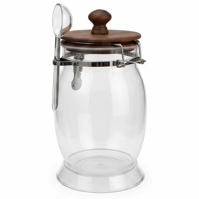 AKDC Acrylic Storage Canister with Spoon and Lid Convenient Food Storage and Serving Container 20 × 10 cm