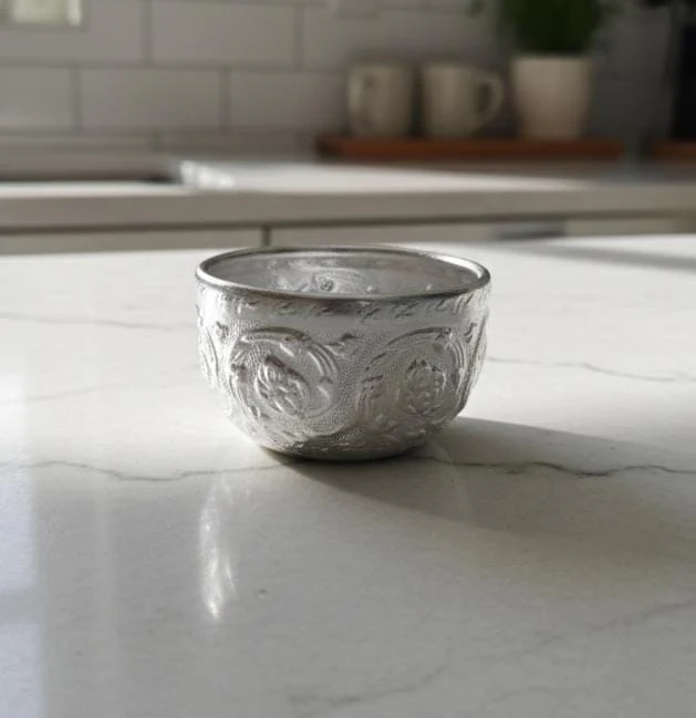 AKDC Aluminium Bowl – Stylish Silver Finish | 7 cm Unique Decorative Bowl