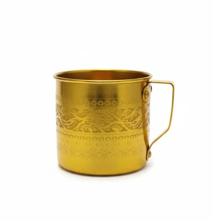 AKDC Aluminium Mug – Deluxe Gold Design | 10 cm Premium Drinkware Collection - Image 2
