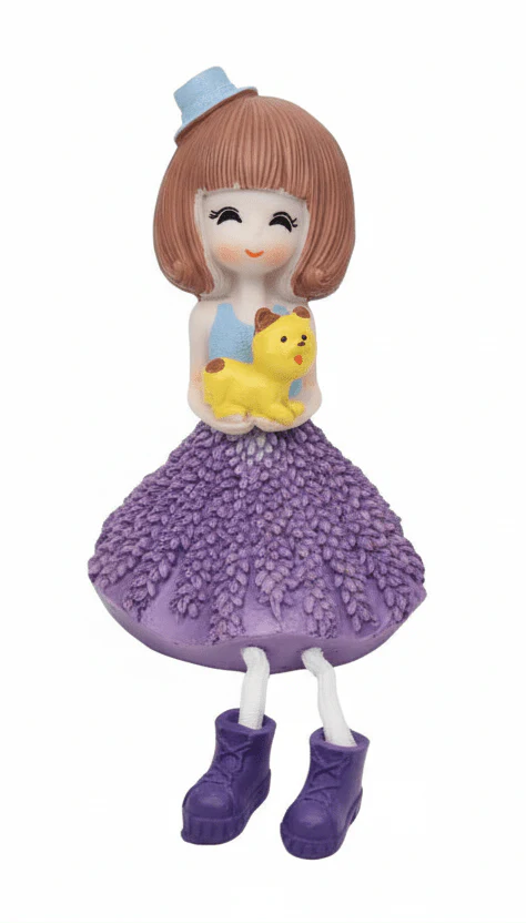AKDC Artistic Polyresin  Girl Figurine – Elegant Dual-Tone Violet & Blue Decorative Home Accent, 14 cm