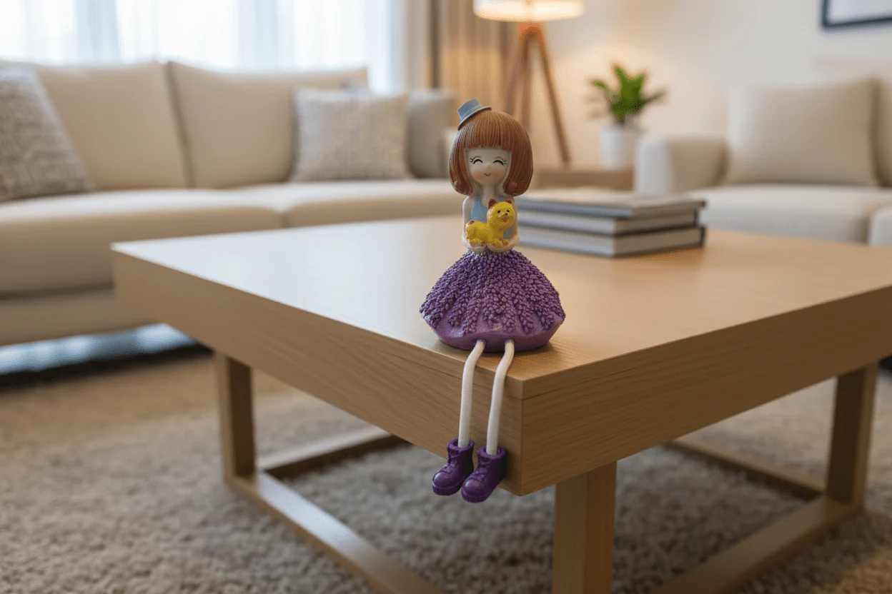 AKDC Artistic Polyresin  Girl Figurine – Elegant Dual-Tone Violet & Blue Decorative Home Accent, 14 cm - Image 2