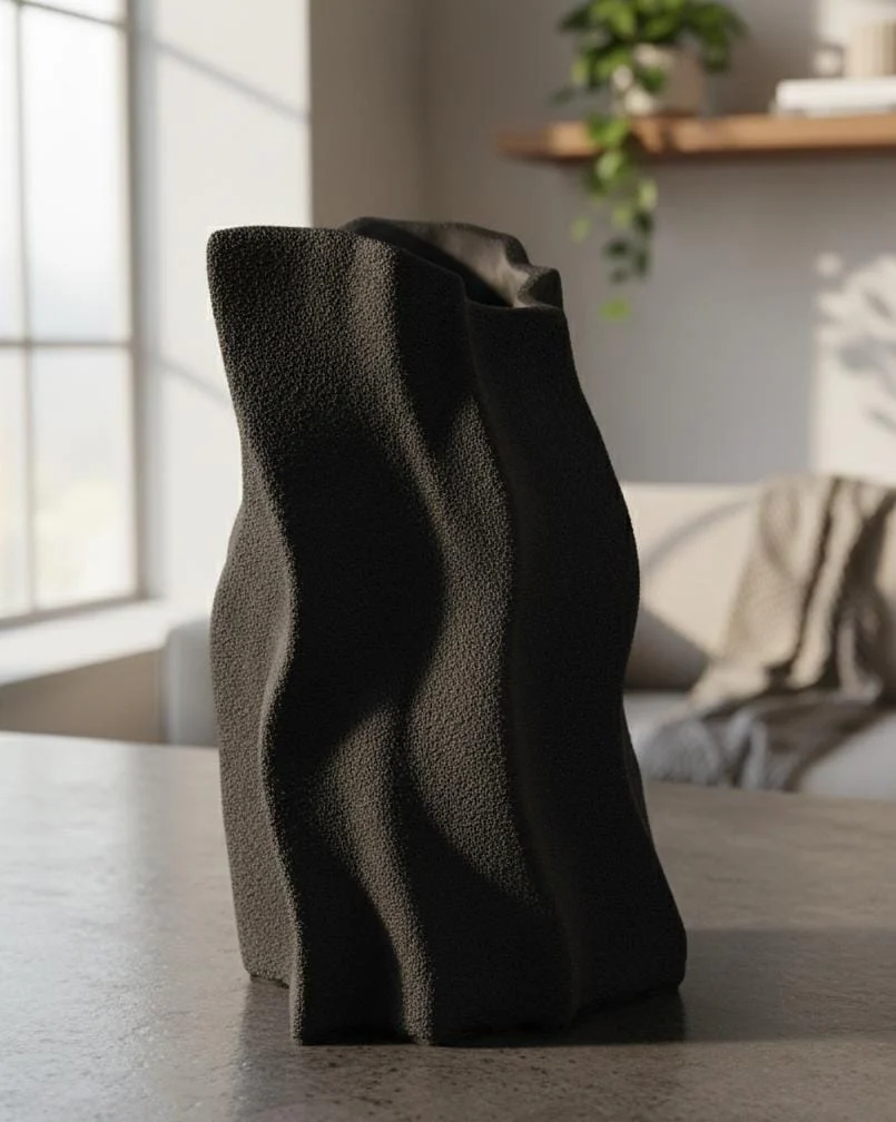 AKDC Black Hard Plastic Flower Vase – Elegant Tabletop Flower Holder – 25×14 cm - Image 2