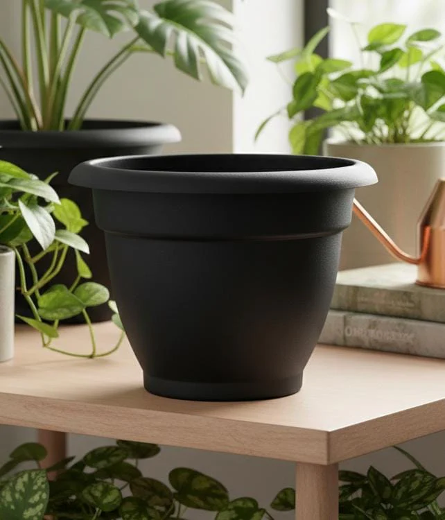 AKDC Black Large Plastic Plant Pot β Tall Premium Garden Planter β 23Γ27 cm - Image 2