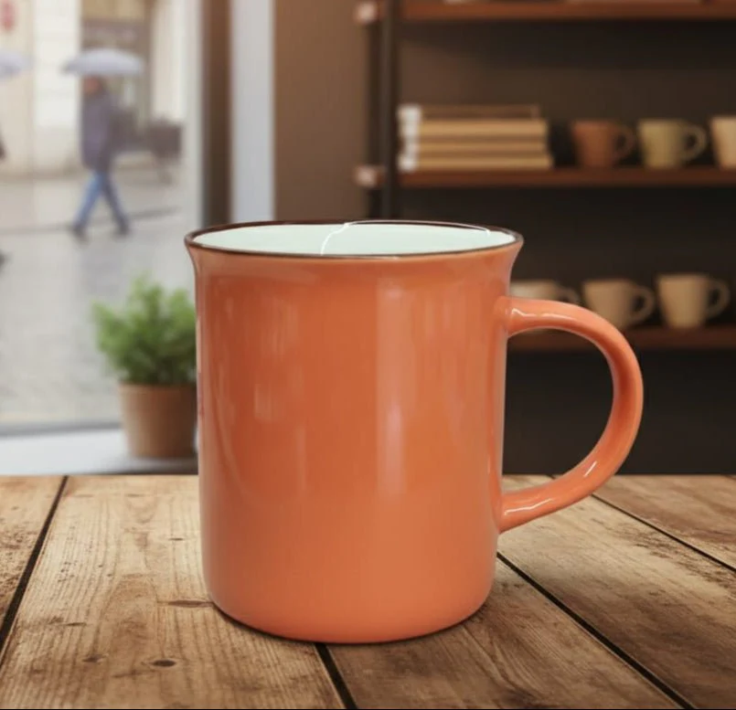 AKDC Ceramic Coffee Mug 400ml Orange – Stylish Heat-Resistant Cup for Coffee, Tea & Hot Beverages, Durable Gloss Finish for Daily Use