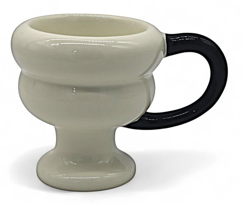 AKDC Ceramic Mug in White with Black Accent – 200ml Minimal & Modern