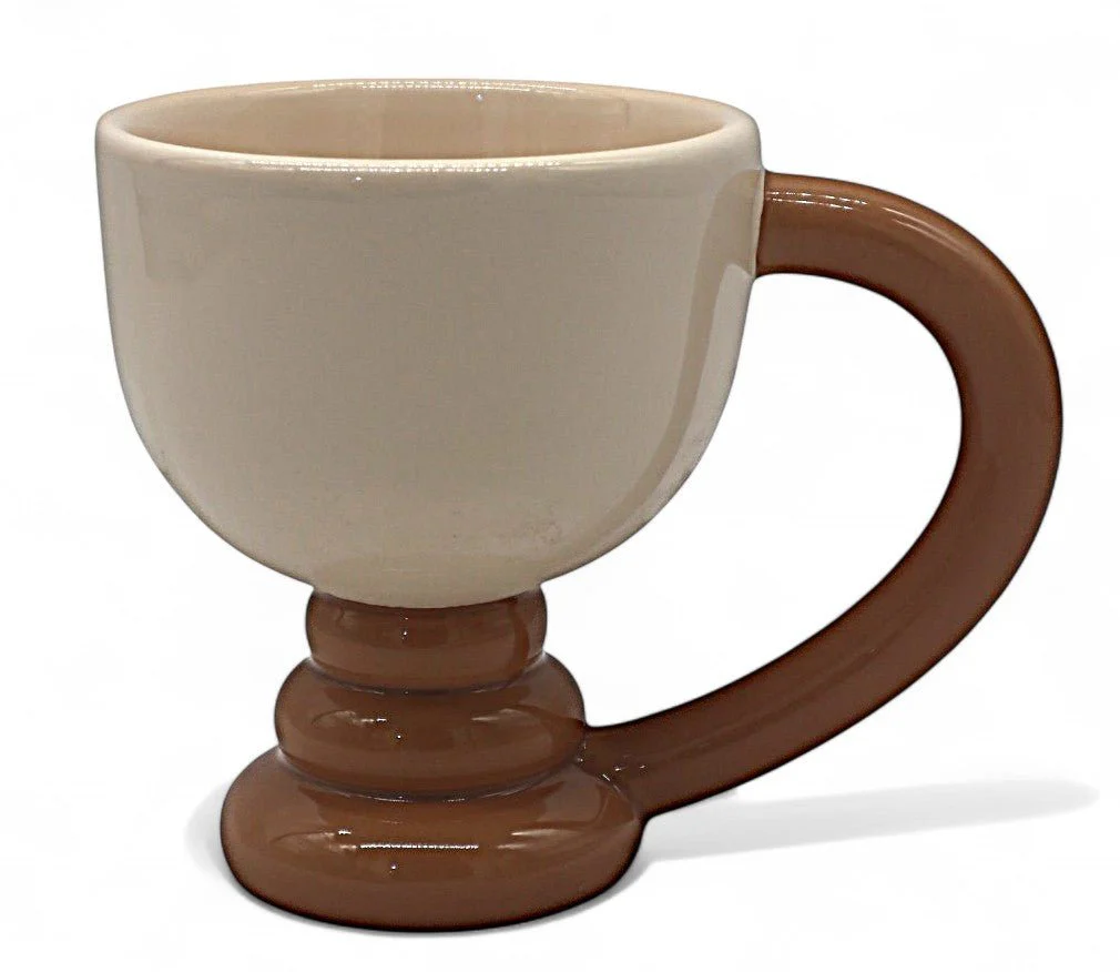 AKDC Ceramic Mug in Cream with Brown Accent β 200ml Warm & Natural Look
