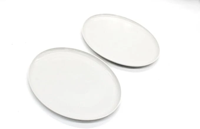 AKDC Ceramic oval Plate 12inch ivory set of 2 White - Image 2