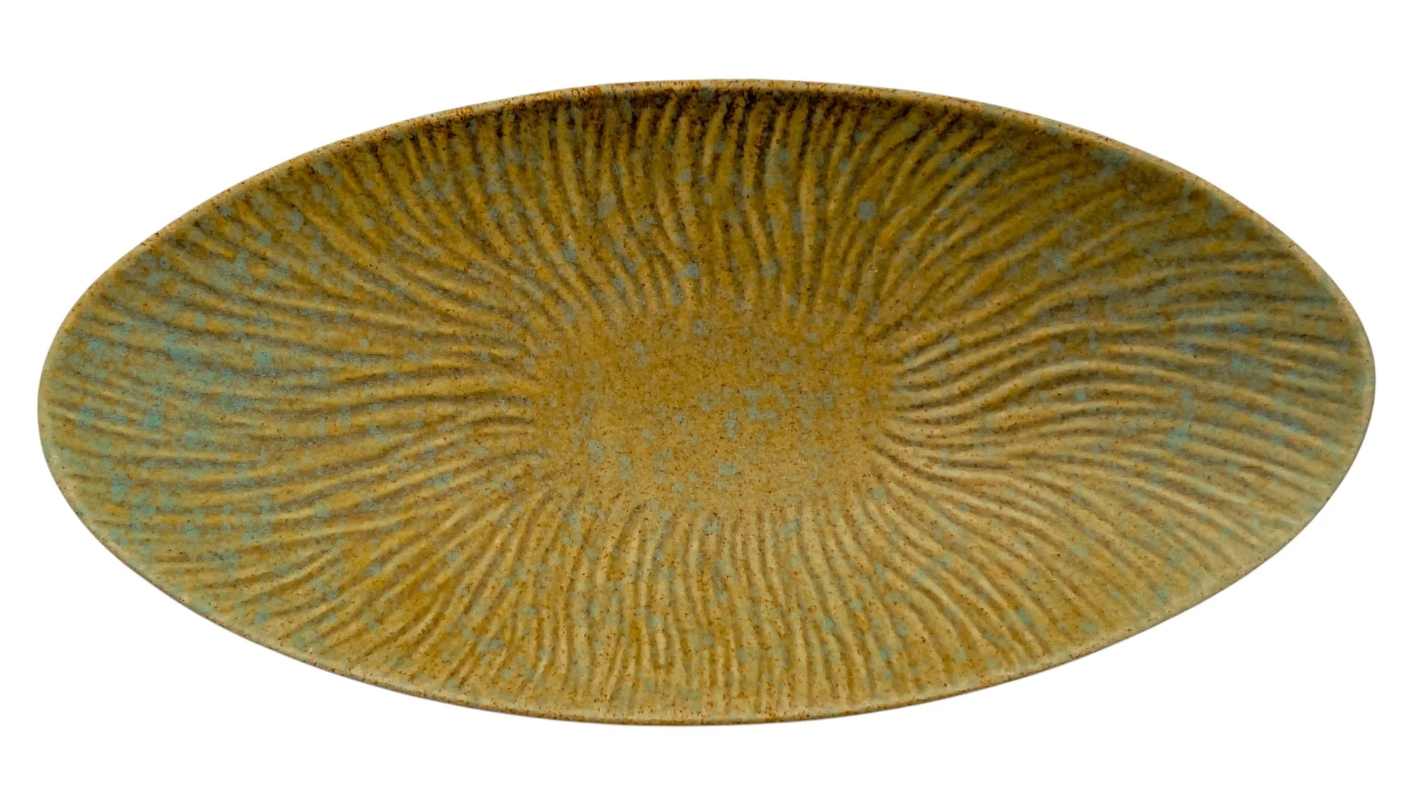 AKDC Ceramic Oval Plate 25.5cm*12.5cm*2.5cm, Brown/Turquoise Ripple Design - Image 2