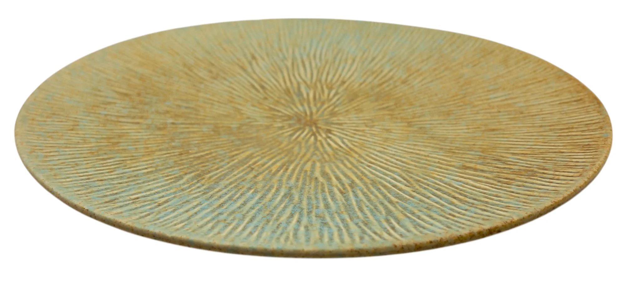 AKDC Ceramic Round Plate 25cm*2cm, Brown/Turquoise Ripple Design - Image 2