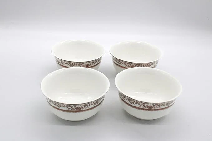 AKDC Ceramic Soup Bowl set of 4 White/Golden