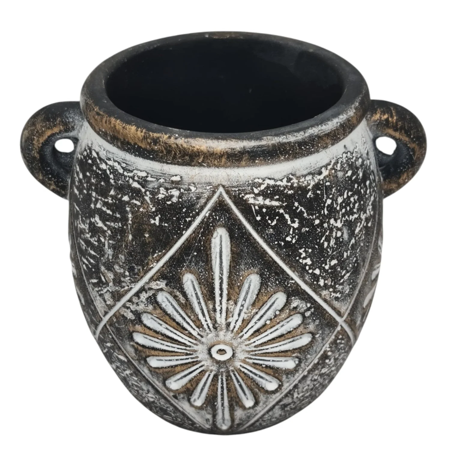 AKDC Ceramic Vase Home Décor Accents Table With Handle-14cmX10cm-Black - Image 2