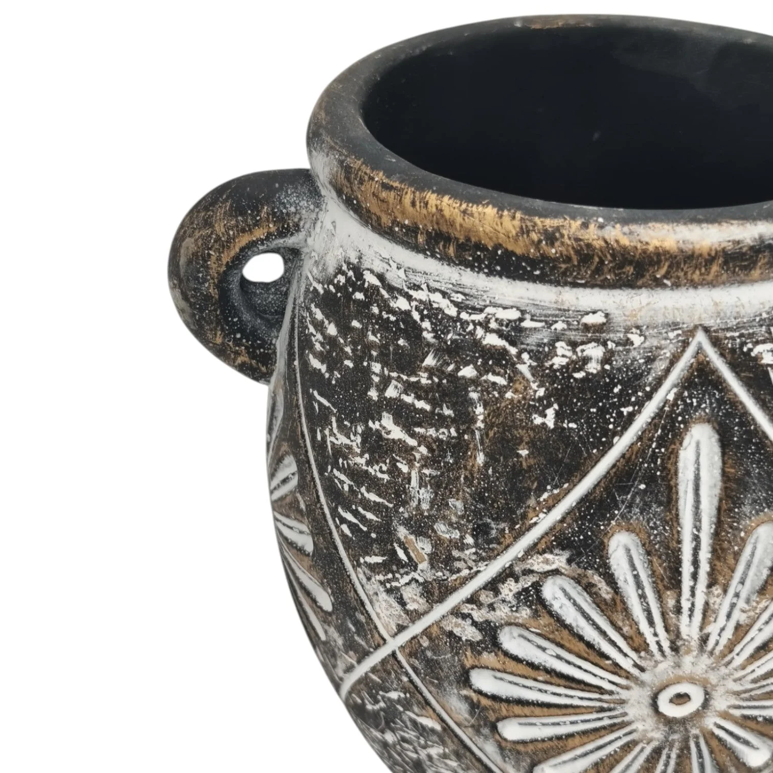 AKDC Ceramic Vase Home Décor Accents Table With Handle-14cmX10cm-Black - Image 4
