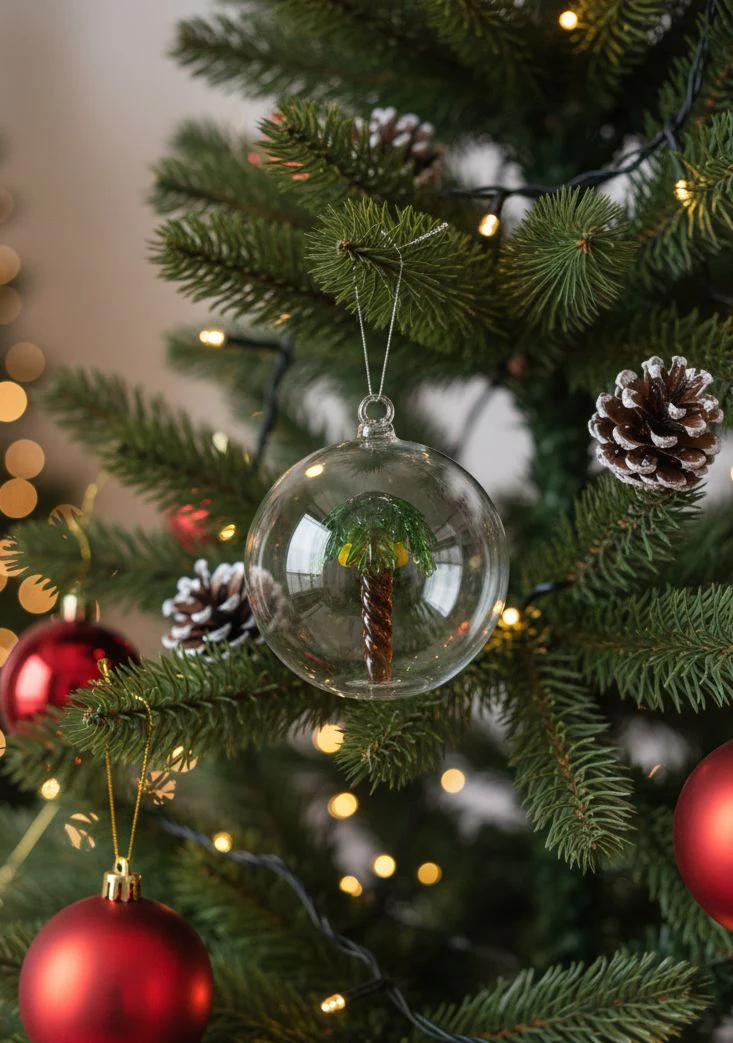 AKDC Christmas Tree Hanging Ornament – Decorative Ball with Pine Tree Inside for Elegant Festive Décor - Image 2