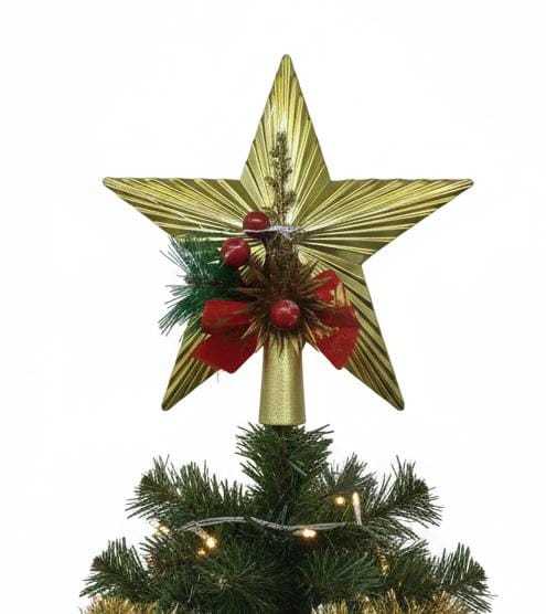 AKDC Christmas Tree Topper Star – Classic Holiday Star for Tree Crown Decoration, 20 cm - Image 2