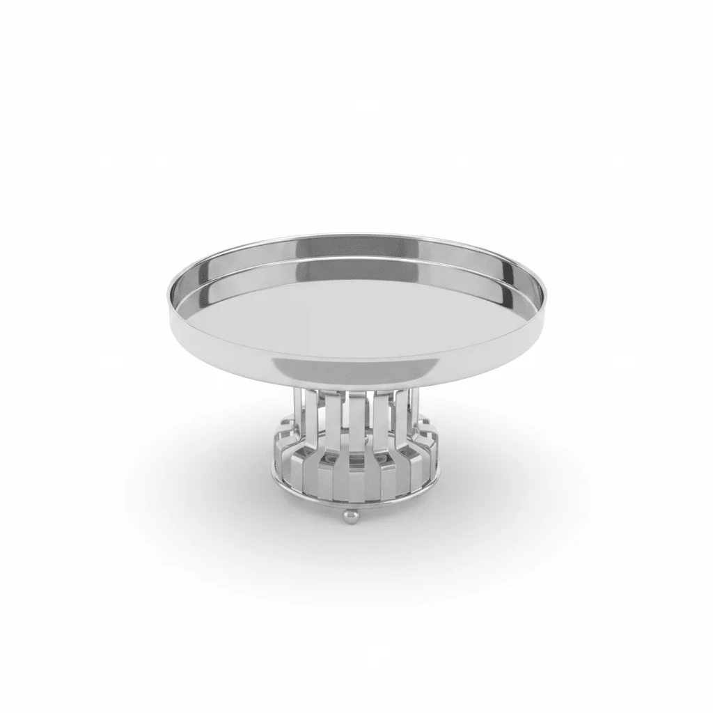 AKDC Classic Footed Stainless Steel Cake Stand – Elegant Dessert Display for Home & Events – 20 × 13 cm - Image 3