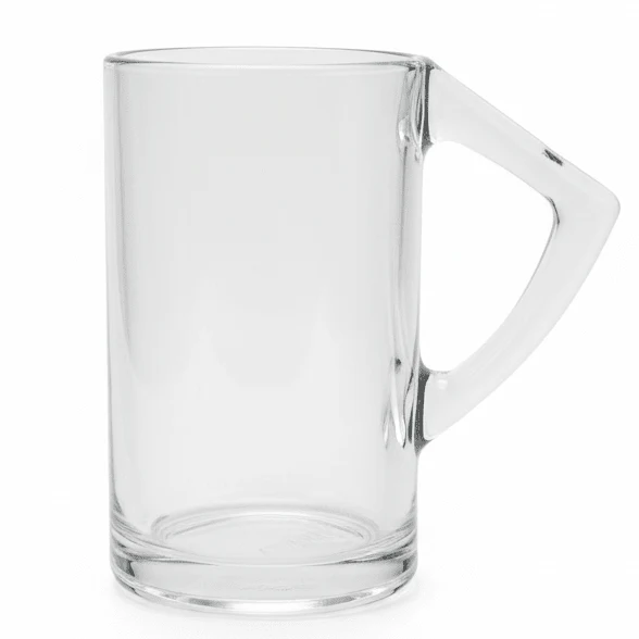 AKDC Classic Plain Glass Beer Mug with Elegant Handle, Strong Grip for Daily Use – 400 ml