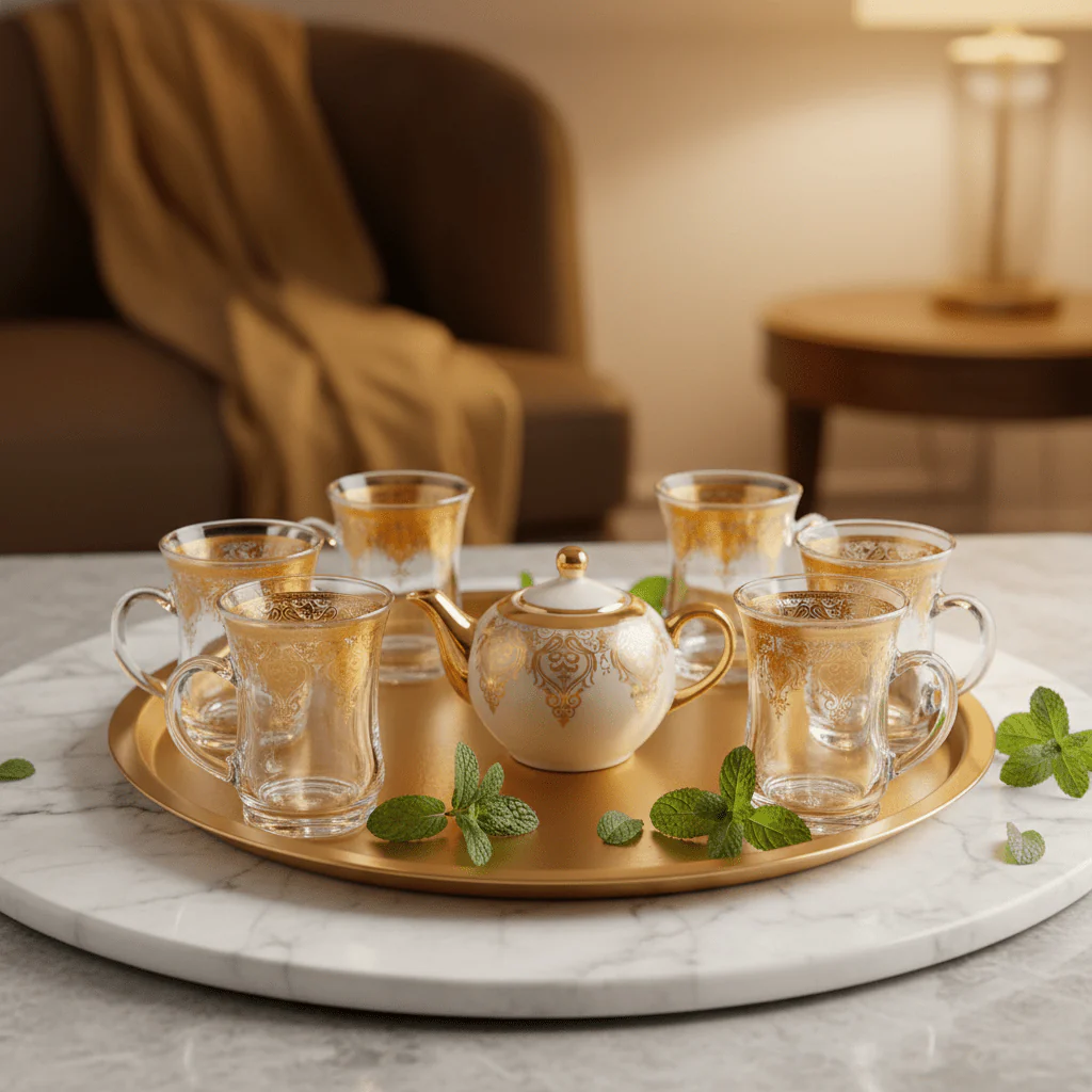 AKDC Classic Tea Glass Set of Six Pieces with Gold Accent Design 100 ml - Image 2