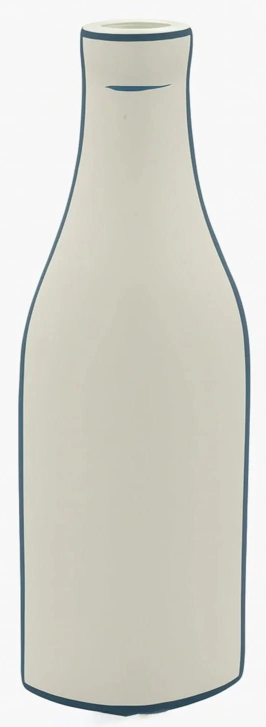 AKDC Clay Bottle Shaped Flower Vase 5cm*10.5cm*31cm, White and Blue