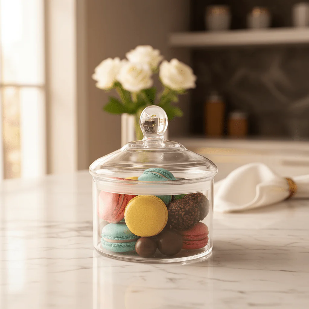 AKDC Clear Acrylic Candy Jar with Lid Transparent Serving and Storage Container 14 × 12 cm - Image 2